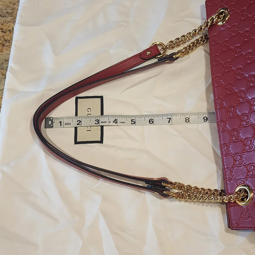 Gucci Red Leather GG Guccissima Calf Leather Bag 453771 Duster Mint Condition - Picture 8 of 16